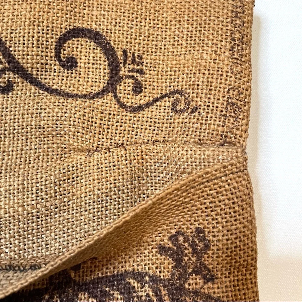 Vintage handmade printed burlap wall hanging organizer